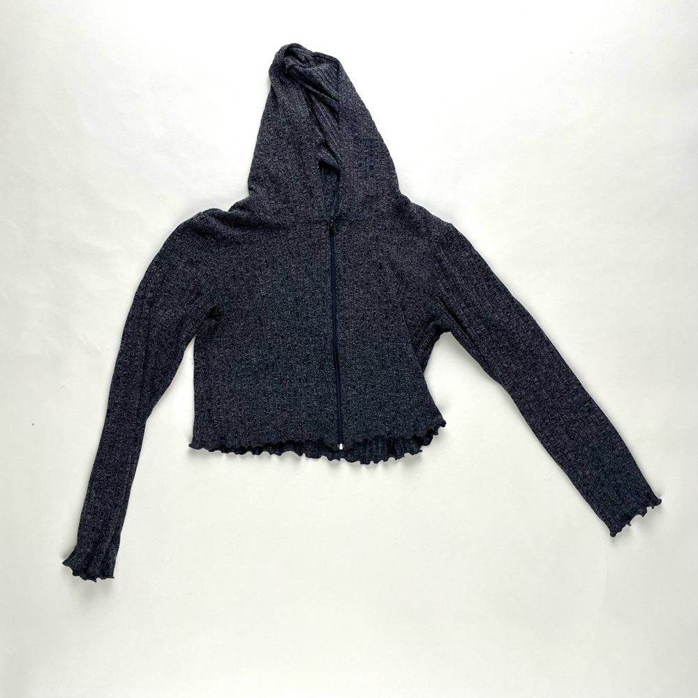 Twik Charcoal Knit Zip-Up Hoodie